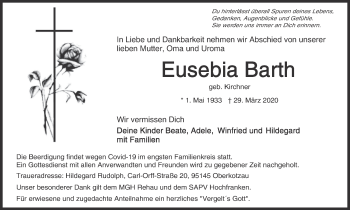 Anzeige von Eusebia Barth von MGO