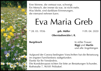 Anzeige von Eva Maria Greb von MGO