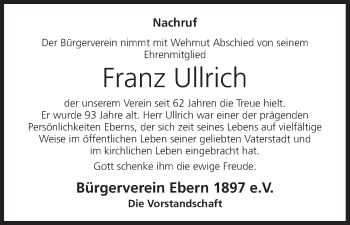Anzeige von Franz Ullrich von MGO
