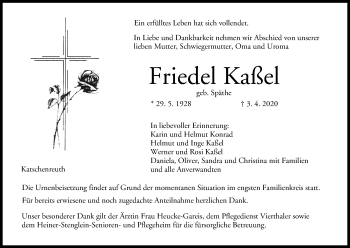 Anzeige von Friedel Kaßel von MGO
