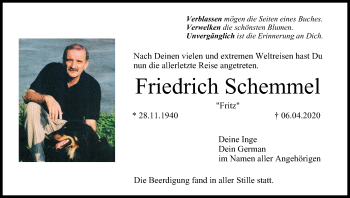 Anzeige von Friedrich Schemmel von MGO