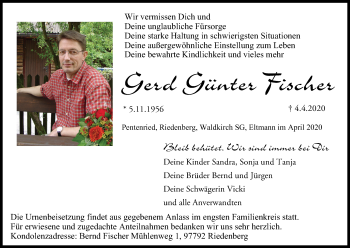 Anzeige von Gerd Günter Fischer von MGO