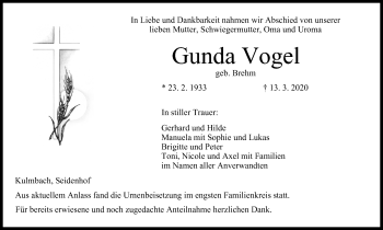 Anzeige von Gunda Vogel von MGO