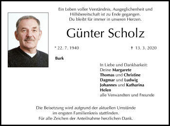 Anzeige von Günter Scholz von MGO