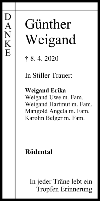 Anzeige von Günther Weigand von MGO