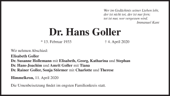 Anzeige von Hans Goller von MGO
