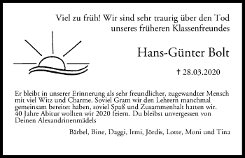 Anzeige von Hans-Günter Bolt von MGO