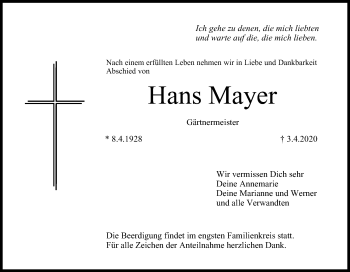 Anzeige von Hans Mayer von MGO