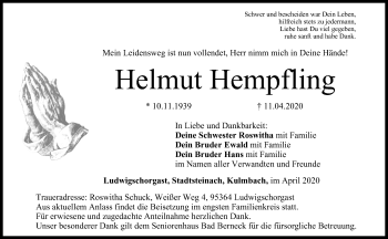 Anzeige von Helmut Hempfling von MGO