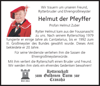 Anzeige von Helmut Zuber von MGO