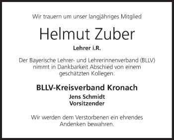 Anzeige von Helmut Zuber von MGO