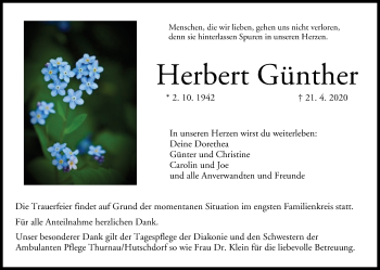 Anzeige von Herbert Günther von MGO
