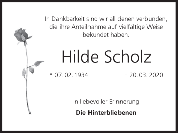Anzeige von Hilde Scholz von MGO