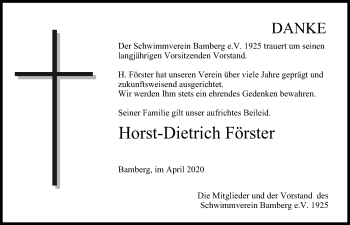 Anzeige von Horst-Dietrich Förster von MGO