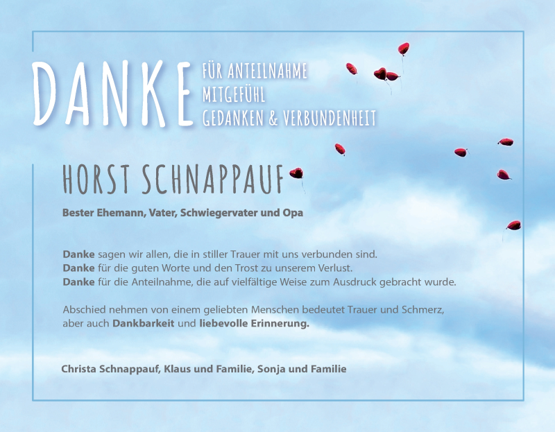  Traueranzeige für Horst Schnappauf vom 02.04.2020 aus MGO