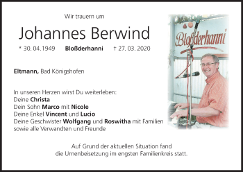 Anzeige von Johannes Berwind von MGO