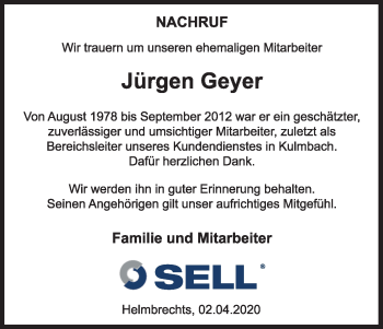 Anzeige von Jürgen Geyer von MGO