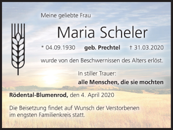 Anzeige von Maria Scheler von MGO