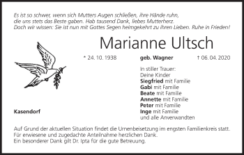Anzeige von Marianne Ultsch von MGO