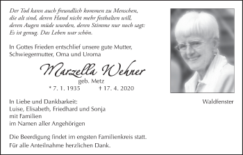 Anzeige von Marzella Wehner von MGO