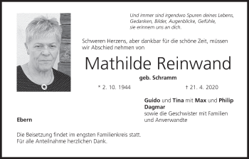 Anzeige von Mathilde Reinwand von MGO