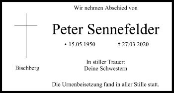 Anzeige von Peter Sennefelder von MGO