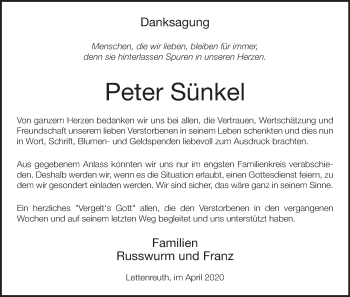 Anzeige von Peter Sünkel von MGO
