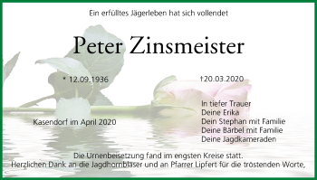 Anzeige von Peter Zinsmeister von MGO