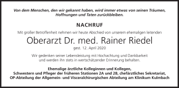 Anzeige von Rainer Riedel von MGO