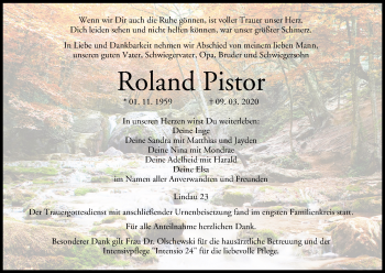 Anzeige von Roland Pistor von MGO