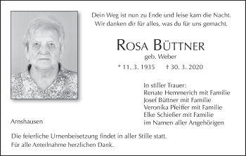 Anzeige von Rosa Büttner von MGO