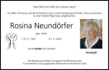 Anzeige von Rosina Neundörfer von MGO
