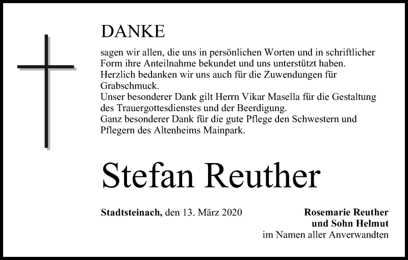  Traueranzeige für Stefan Reuther vom 06.04.2020 aus MGO
