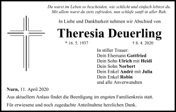 Anzeige von Theresia Deuerling von MGO