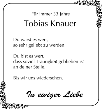Anzeige von Tobias Knauer von MGO