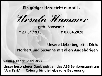 Anzeige von Ursula Hammer von MGO