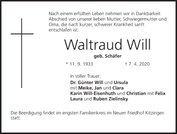 Anzeige von Waltraud Will von MGO