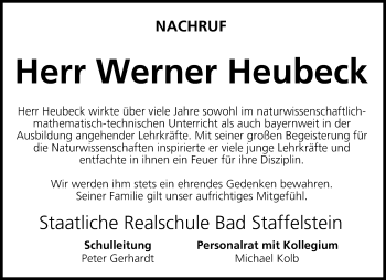 Anzeige von Werner Heubeck von MGO