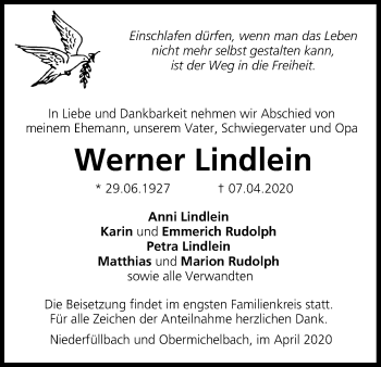 Anzeige von Werner Lindlein von MGO