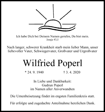 Anzeige von Wilfried Poperl von MGO