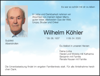 Anzeige von Wilhelm Köhler von MGO