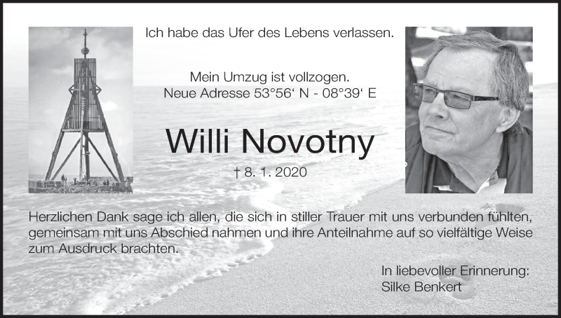  Traueranzeige für Willi Novotny vom 08.04.2020 aus MGO