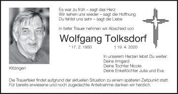 Anzeige von Wolfgang Tolksdorf von MGO