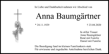 Anzeige von Anna Baumgärtner von MGO