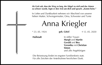Anzeige von Anna Kriegler von MGO