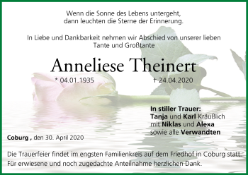 Anzeige von Anneliese Theinert von MGO