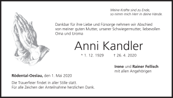 Anzeige von Anni Kandler von MGO