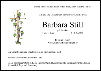 Anzeige von Barbara Still von MGO