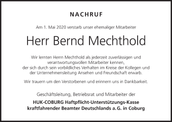 Anzeige von Bernd Mechthold von MGO
