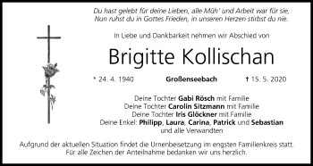 Anzeige von Brigitte Kollischan von MGO